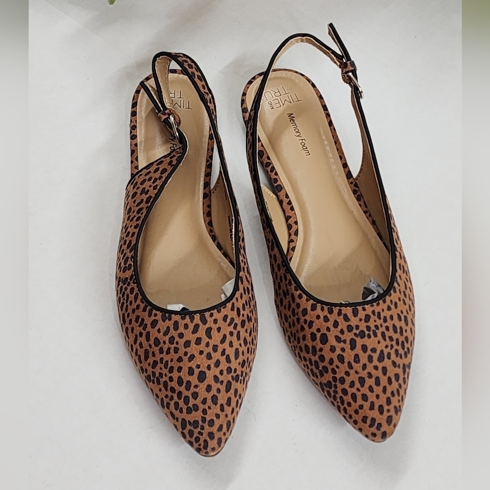Time and Tru Leopard Print Slingback Flats